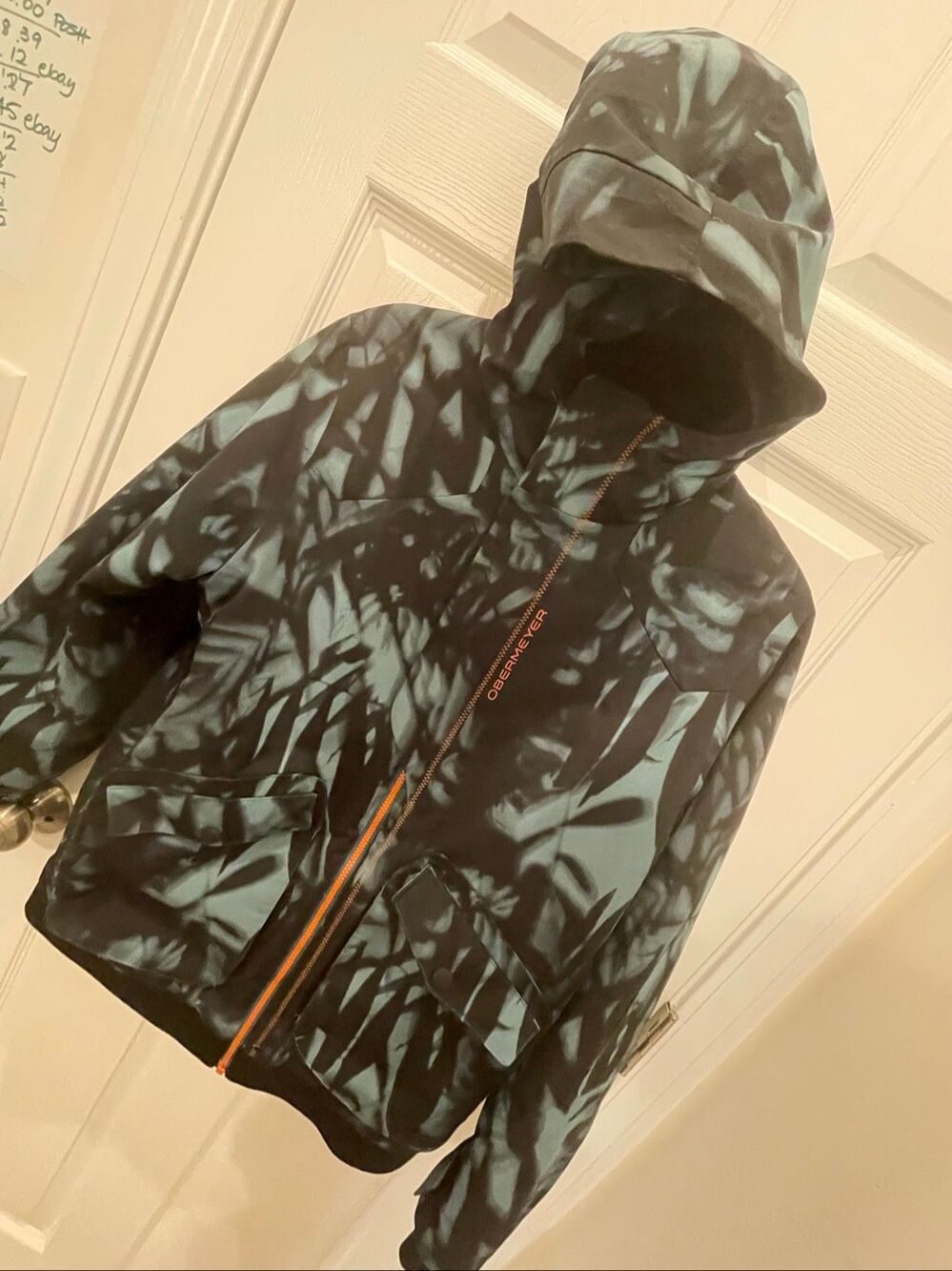 Obermeyer Teen XL 12 Ski Snowboard Jacket Black Teal Orange Insulated 41041